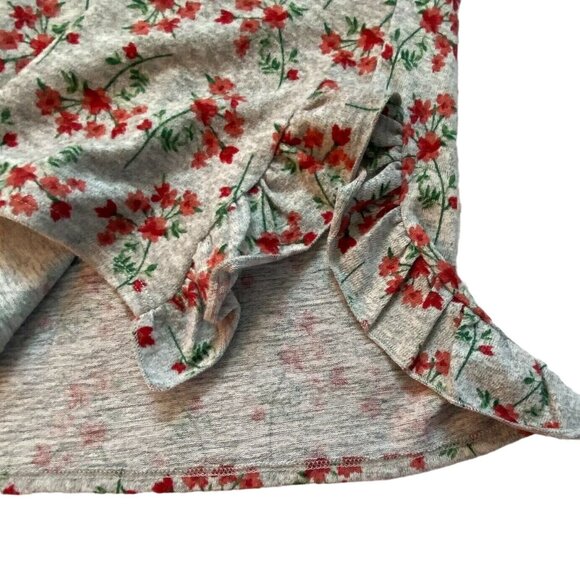 Jeanne Pierre Womens Floral Ruffle Detail Blouse-Gray/Red-Size Small-GUC - Picture 4 of 6